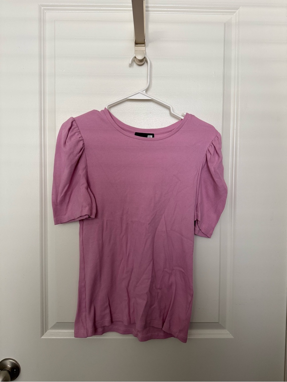 Pink Puff Shoulder Ribbed Tee